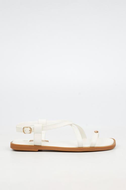 Amy 2 Gold Trim Sandal - White