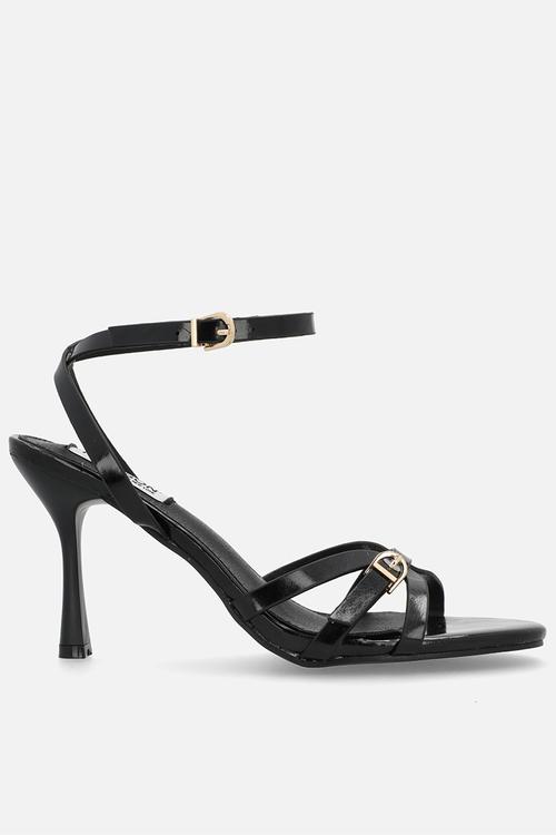 Faith open toe ankle strap - black