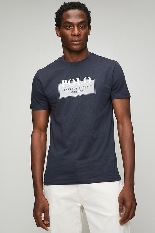 Mens hd twill and logo short sleeve  T-shirt - navy