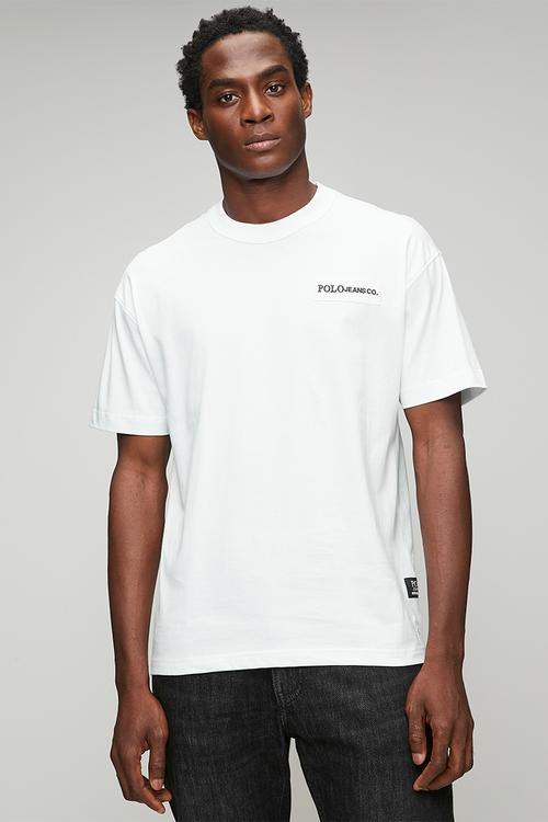 Mens pjc herringbone tape tee - white