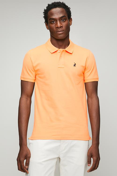 Mens essential pique ss golfer - orange