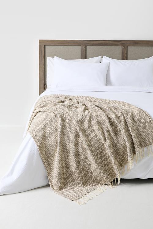 Herringbone Cotton Throw - Natural