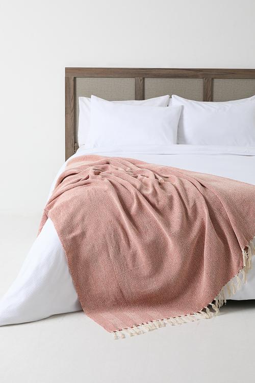 Chevron Cotton Throw - Rust