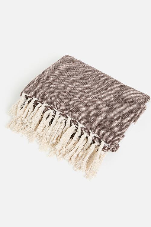 Stripe Cotton Throw - Coffee