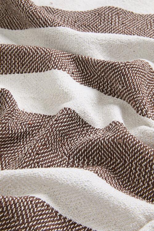 Stripe Cotton Throw - Coffee