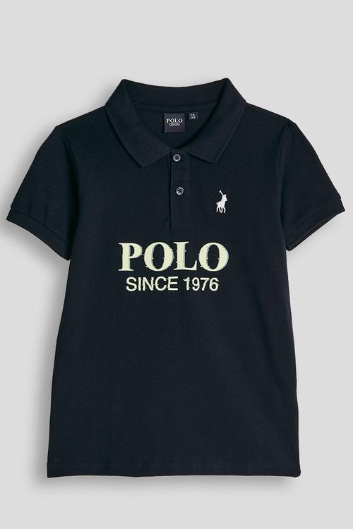 Boys Ayden Printed Ss Golfer - Navy