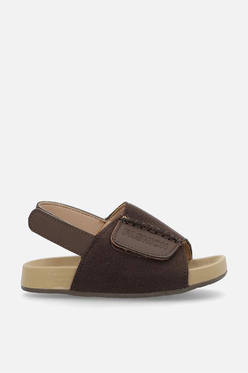 Suedette sandals with ankle straps - dark choc