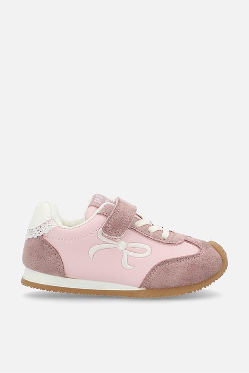 Casual sneakers with embroidered bow feature - pink multi