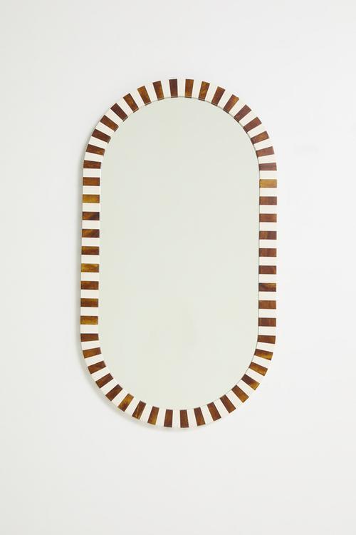 Resin Inlay Checker Mirror - tortoise & natural