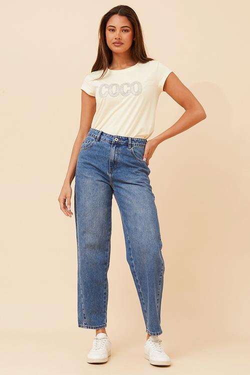 Mid Waist Barrel Jean - Mid Denim