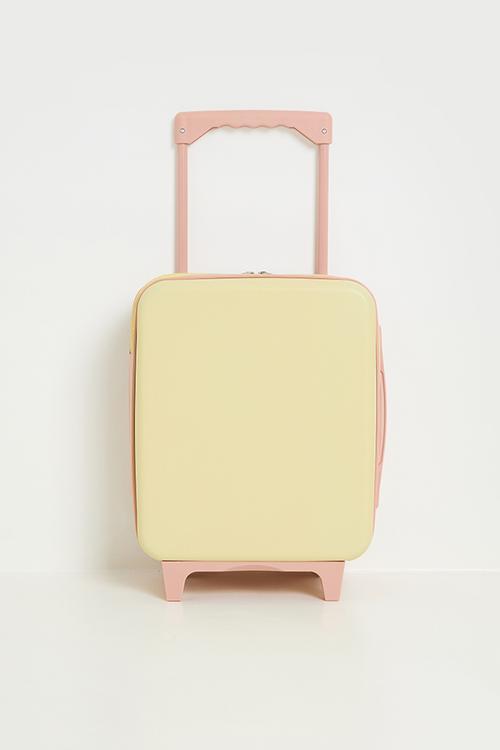 Mini ribbed trolley bag - powder yellow/pink