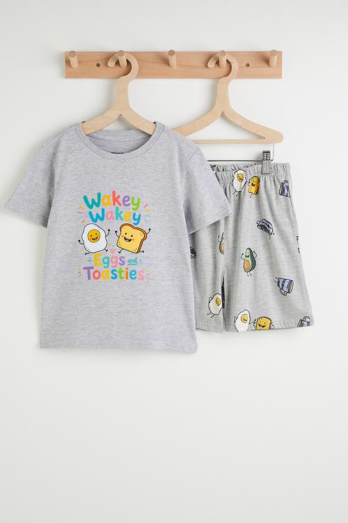 Printed pj set - grey