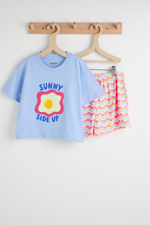 Pj set - blue/wavy stripes