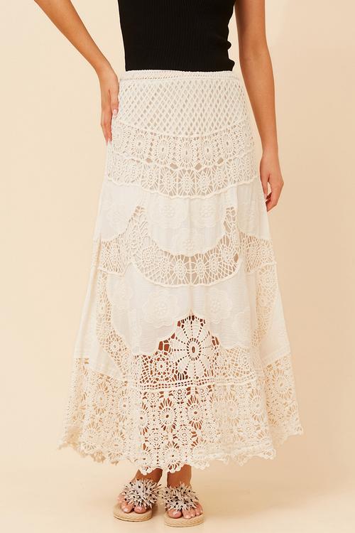 Pull On Crochet Maxi Skirt - Ivory