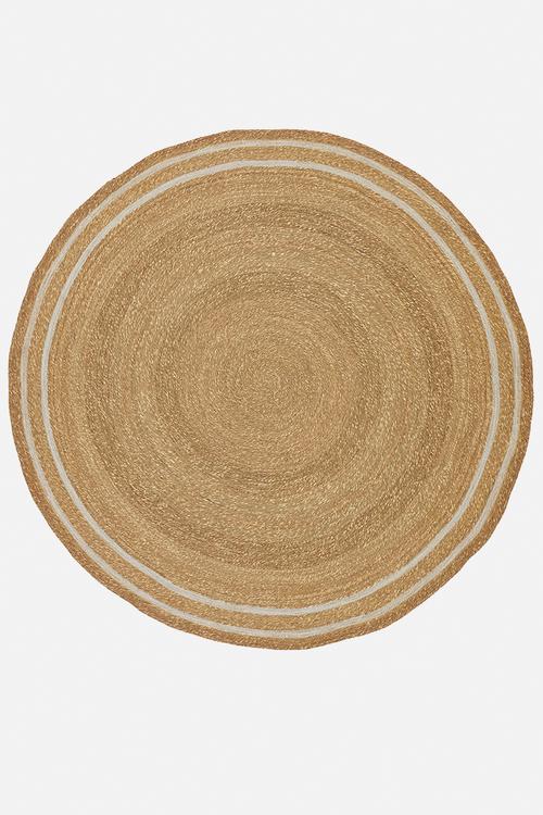 Handwoven Seagrass Round Rug White & Natural