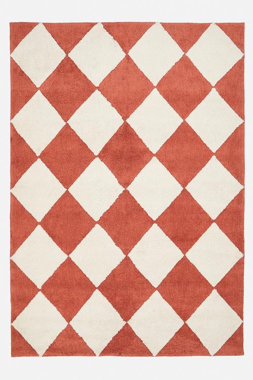 Tufted Diamond Rug Rust