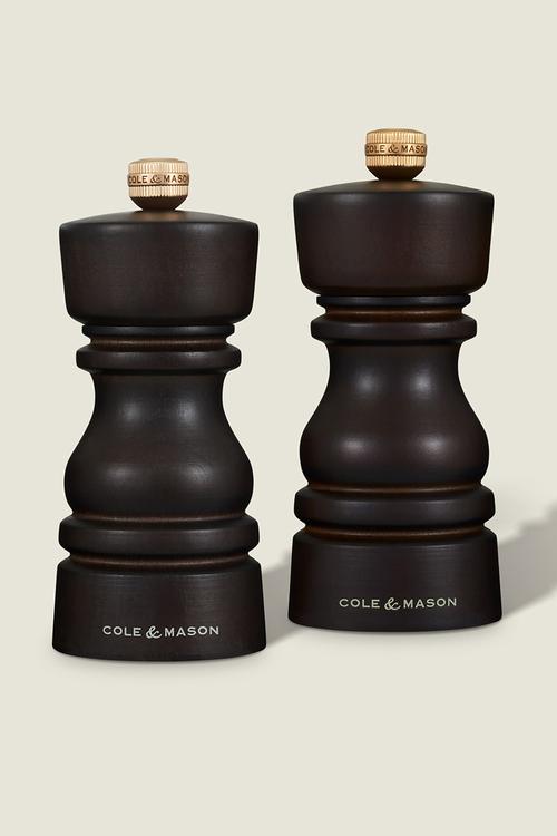 Cole & Mason London Salt & Pepper Mill Set, Chocolate Wood – 13cm