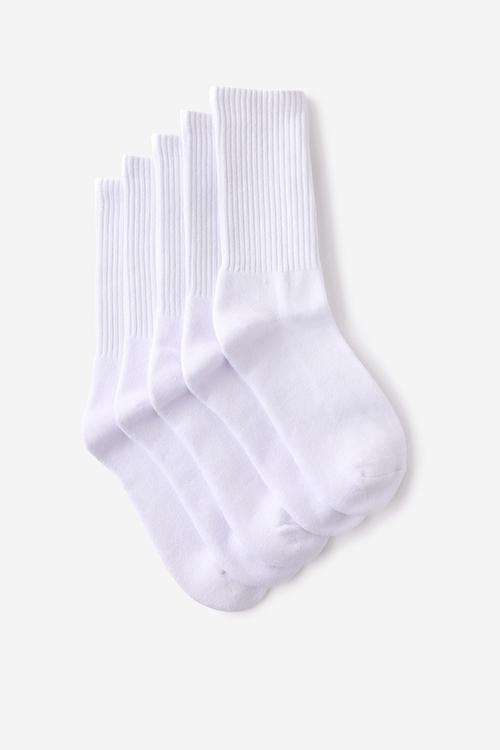 5 Pack Essential Crew Socks - White