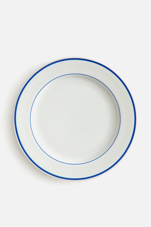 Porcelain dinner plate - white/blue