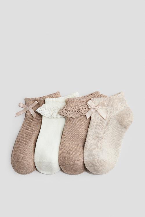 4-pack shaftless socks - beige/white