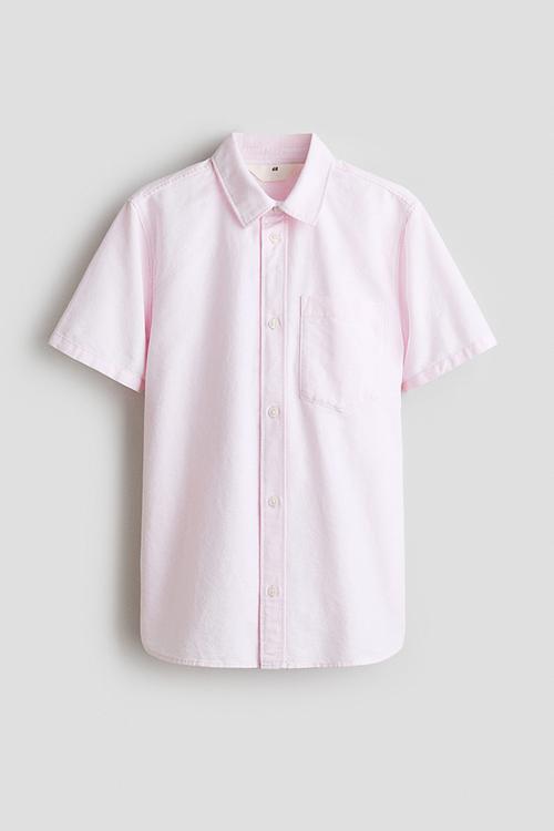 Short-sleeved cotton shirt - light pink