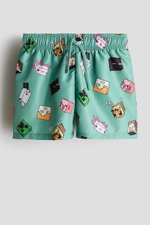 Printed swim shorts - green/minecraft