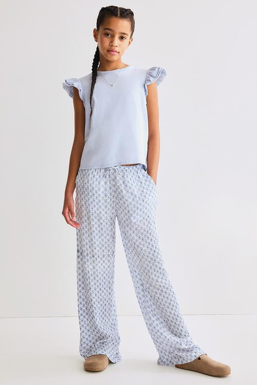 Pull-on trousers - white/blue patterned
