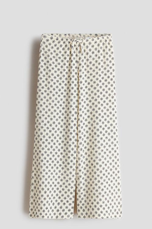 Textured jersey trousers - cream/patterned