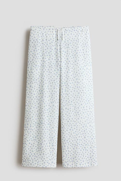 Textured jersey trousers - white/blue floral