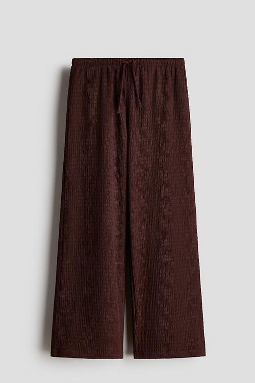 Textured jersey trousers - dark brown