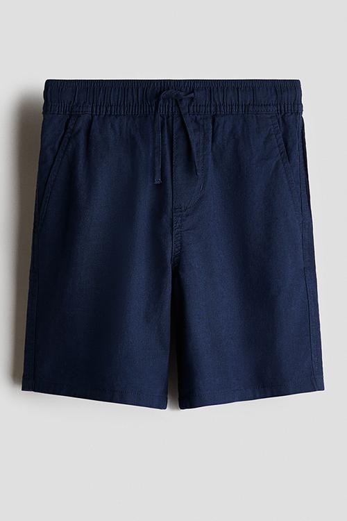 Linen-blend shorts - navy blue
