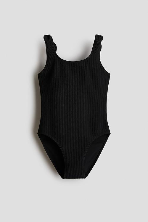 Textured swimsuit - black