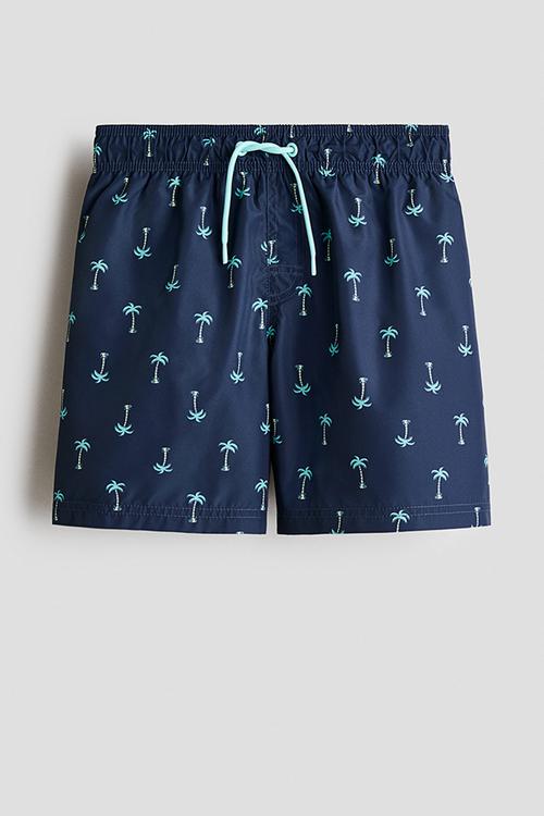 Printed swim shorts - navy blue/palm trees