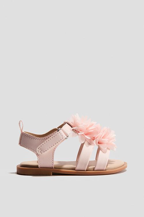 Appliquéd strappy sandals - light pink