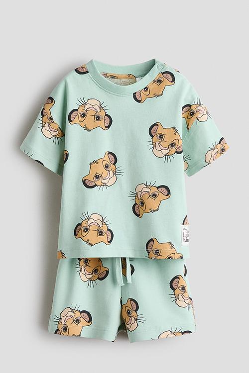 2-piece printed set - mint green/the lion king