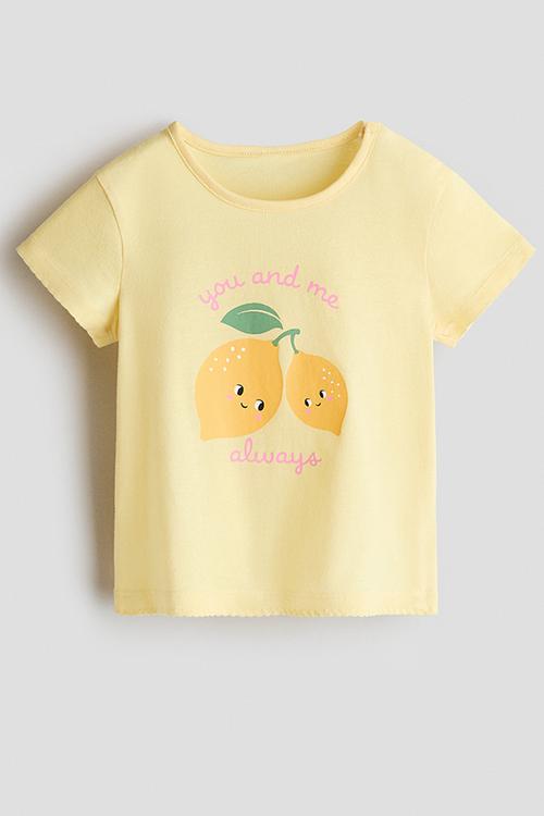 Printed cotton top - yellow/you and me