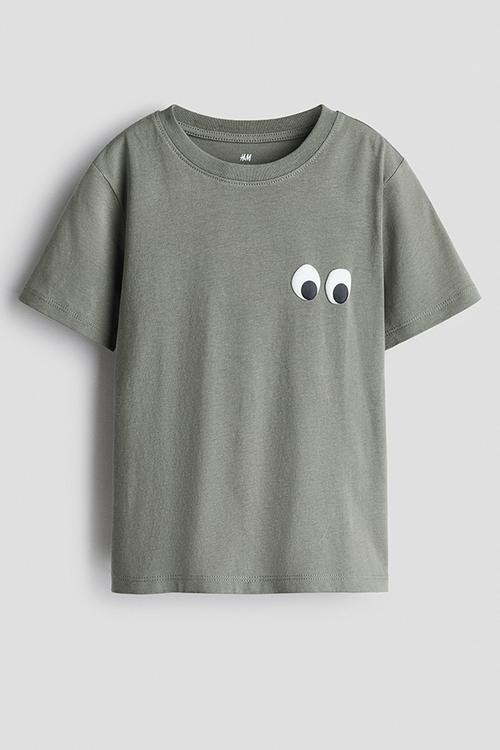 Printed t-shirt - khaki green/eyes