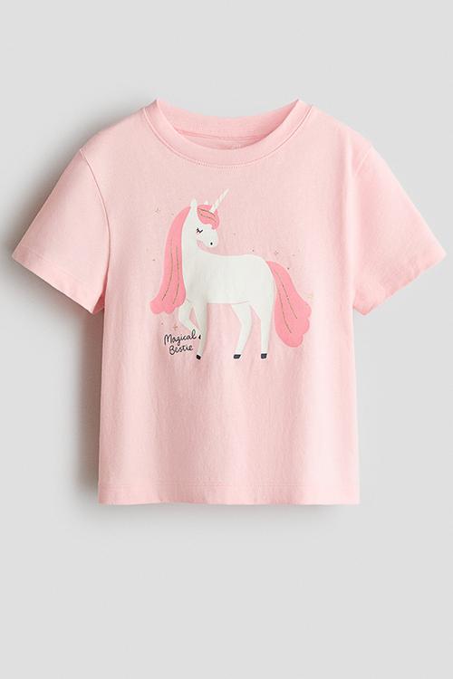 Printed t-shirt - light pink/unicorn