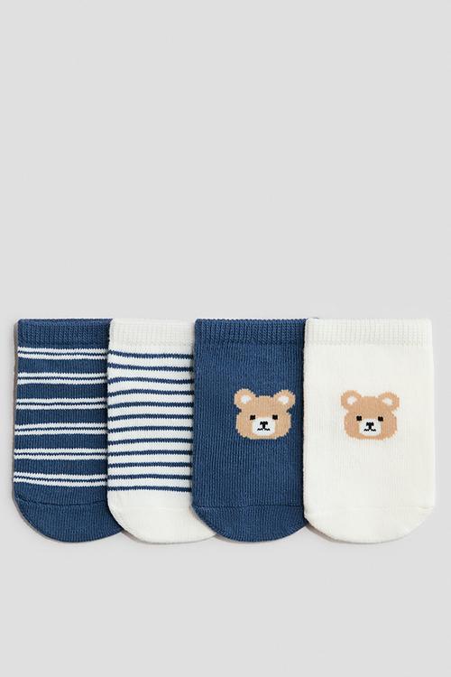 4-pack shaftless socks - dusty blue/bears