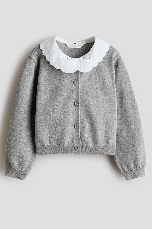 Collared cardigan - grey marl