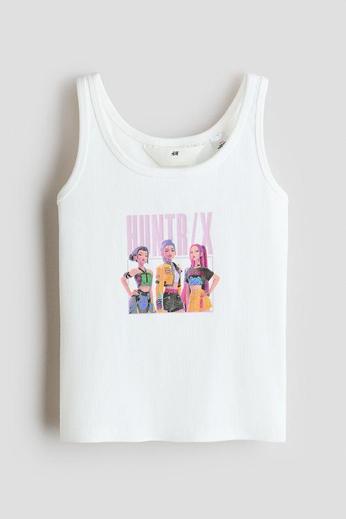 Print-motif vest top - white/kpop demon hunters