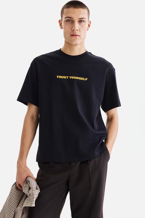 Relaxed fit printed t-shirt - black/trust yourself