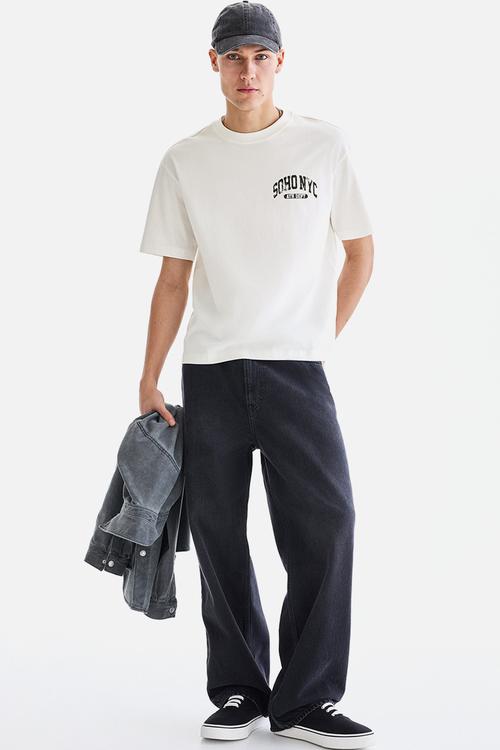 Loose fit printed t-shirt - white/soho nyc