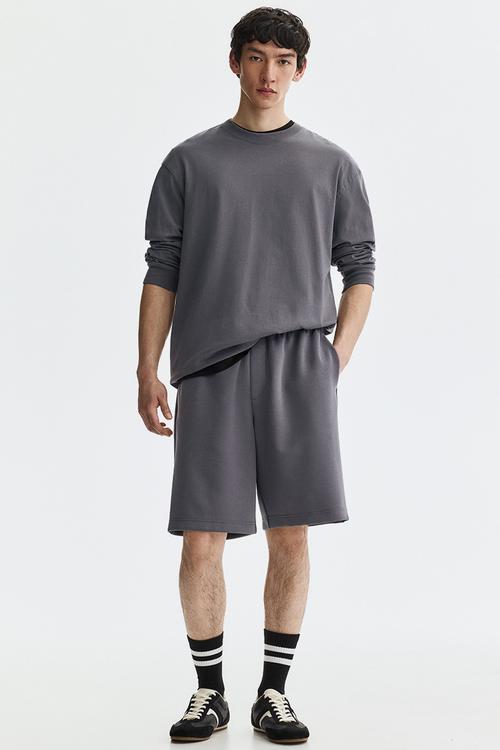 Relaxed fit interlock shorts - dark grey