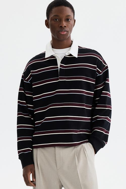 Loose fit rugby shirt - black/striped