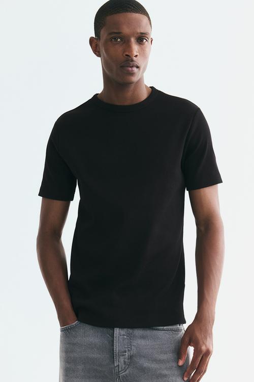 Slim fit ribbed t-shirt - black