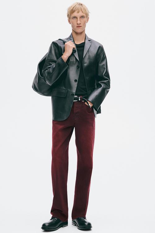 H&M Atelier:  Straight regular jeans - dark red