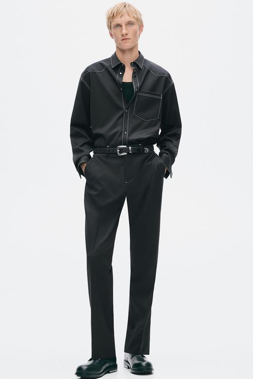 H&M Atelier:  Regular fit wool-blend twill shirt - black