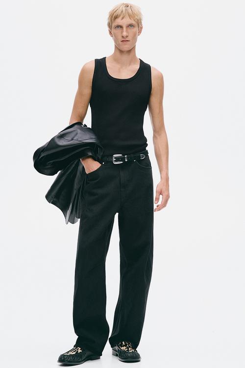 H&M Atelier:  Slim fit ribbed wool-blend vest top - black