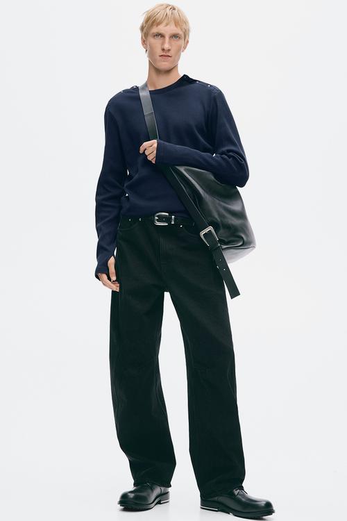H&M Atelier:  Slim fit cotton top - dark blue